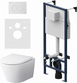 Унитаз AM.PM Sense безободковый смыв с инсталляцией (комплект) сид.дюропласт микролифт, кнопка ProC L белая IS70101.741701