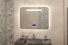Зеркало Континент Melody Led 90x70 белое с подогревом LED подсветка ЗЛП806
