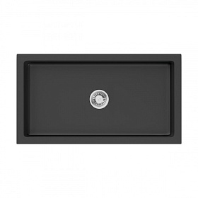 Мойка для кухни Omoikiri Mikura 83-BL 4997081 прямоуг. 84х46 глуб. 23см вып. 3 1/2" (врезная, фронтальный монтаж) чёрная