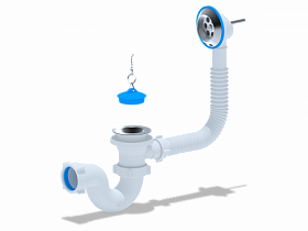 Обвязка для ванны (слив-перелив) АНИ Пласт с пробкой на цепочке Е150 (Д) Водяной