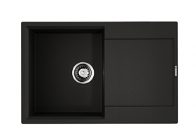 Мойка для кухни Omoikiri Daisen 78T-BL 4993527 прямоуг. 78х51 глуб. 23см (толщ.10мм) вып. 3 1/2" (врезная) крыло универсал чёрная