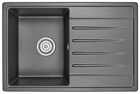 Мойка для кухни Granula Standart ST-7602 прямоуг. 76х50 глуб. 20см вып. 3 1/2" (врезная) крыло универсал чёрная