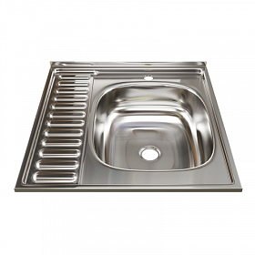 Мойка для кухни Mixline 527969 квадратная 60х60 глуб. 16см (толщ.0,4мм) вып. 1 1/2" (накладная) крыло слева хром