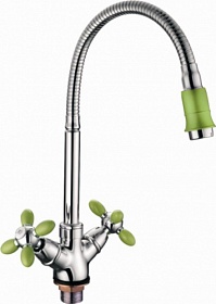 Смеситель для кухни (мойки) Loffrey H810 LF84310G гибкий излив зеленый цинк