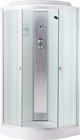 Душевая кабина 90х90х220 Aquapulse Aquacubic 4022С fabric white угловая (четверть круга) рифленые дверки мат.хром проф. задн.стенки бел.стекло верхн.