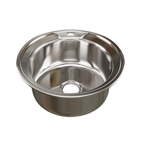 Мойка для кухни Mixline 528182 круглая 49х49 глуб. 17см (толщ.0,6мм) вып. 3 1/2" (врезная) хром