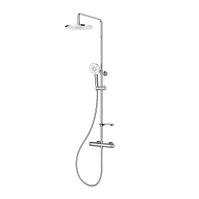 Душевая стойка с верхней тропической лейкой и смесителем для душа Milardo Ideal Spa ILSSBTHM89 термостат хром круглая Водяной