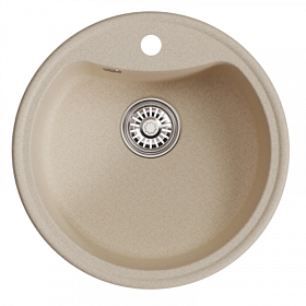 Мойка для кухни Mixline ML-GM09 551800 круглая 51х51 глуб. 19см вып. 3 1/2" (врезная) бежевая