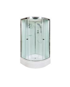 Душевая кабина 100х100х220 Avacan D271S угловая (четверть круга) мат.дверки хром проф. задн.стенки бел.стекло верхн.душ