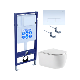 Унитаз Aquatek Европа безободковый смыв с инсталляцией Standart (комплект) сид.дюр. микролифт кнопка белая SET AQUATEK ЕВРОПА cmp013 Водяной