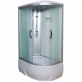 Душевая кабина 120х80х215 Водный Мир Standart ВМ-8802-L-St WT асимметричная (левая) тёмн.тонир.дверки мат.хром проф. задн.стенки бел.стекло верхн.душ