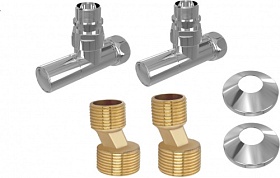 Вентиль для п/сушителя угловой 3/4"х1/2" г/ш Aquatek колпак (пара) AQ 1020CH хром