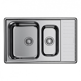 Мойка для кухни Omoikiri Sagami 79-2-IN 4993733 прямоуг. 79х50 глуб. 17,4см (толщ.0,9мм) вып. 3 1/2" (врезная) крыло универсал PVD нержавеющая сталь