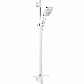 Душевая стойка с лейкой и шлангом Grohe Rainshower SmartActive 930 мм d130 мм квадратная 3-х реж. с мыльницей 26586000 хром Водяной