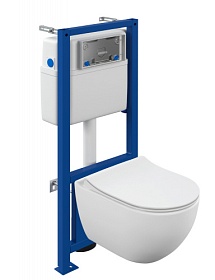 Унитаз Cersanit Brasko Smart Clean On безободковый смыв с инсталляцией Link Pro (комплект) сид.дюр. микролифт кнопка отдельно 64916