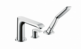 Смеситель для ванны/душа (короткий излив) (внешняя часть) Hansgrohe Metris 31190000 на борт ванны на 3 отверстия хром латунь Водяной