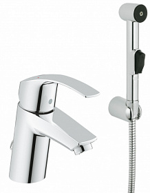 Смеситель для умывальника (раковины) Grohe Eurosmart New 23124002 с гигиеническим душем хром латунь Водяной