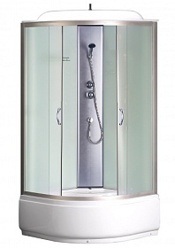 Душевая кабина 100х100х215 Loranto Sunway CS-6610 F угловая (четверть круга) мат.дверки хром проф. задн.стенки мат.стекло верхн.душ