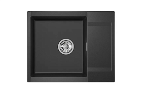 Мойка для кухни Granula Estetica ES-6202 чёрный прямоуг. 62х50 глуб. 20см вып. 3 1/2" (накладная) крыло универсал чёрная