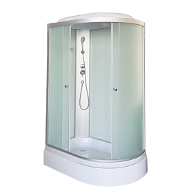 Душевая кабина 120х80х215 Dto LM720L асимметричная (левая) мат.дверки мат.хром проф. задн.стенки бел.стекло верхн.душ