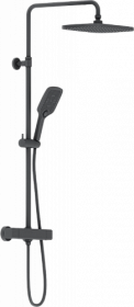 Душевая стойка с верхней тропической лейкой и смесителем для душа Damixa Gala 953800300 термостат чёрная прямоугольная Водяной