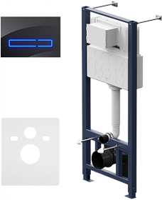 Инсталляция для унитаза AM.PM Pro I012704.50A38 (3 в 1) рама с кнопкой Touch Pro чёрная глянец