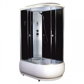 Душевая кабина 120х80х220 Aquapulse Aquacubic 4006C L grey black асимметричная (левая) тёмн.тонир.дверки мат.хром проф. задн.стенки черное стекло вер