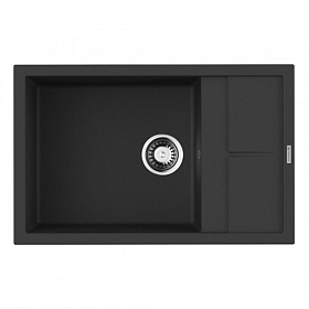 Мойка для кухни Omoikiri Sumi 78-LB-BL 4993719 прямоуг. 78х50 глуб. 20см (толщ.10мм) вып. 3 1/2" (врезная) крыло универсал чёрная