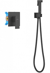 Смеситель для унитаза внеш. и скрытая часть (в сборе) Aquatek Либра AQ1619MB с гигиеническим душем чёрный латунь