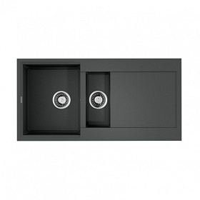 Мойка для кухни Omoikiri Sakaime 100-2-PL 4993899 прямоуг. 100х50 глуб. 20см (толщ.10мм) вып. 3 1/2" (врезная) крыло универсал платина