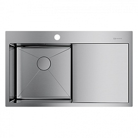 Мойка для кухни Omoikiri Akisame 86-IN-L 4993760 прямоуг. 86х51 глуб. 20см (толщ.1,2мм) вып. 3 1/2" (врезная) крыло справа PVD нержавеющая сталь