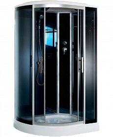 Душевая кабина 120х85х220 Timo Standart T-1102PR асимметричная (правая) тёмн.тонир.дверки мат.хром проф. задн.стенки тонир.стекло верхн.душ