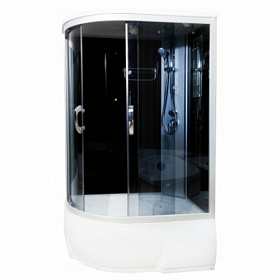 Душевая кабина 120х80х215 Водный Мир Standart ВМ-8802-R-St BM асимметричная (правая) мат.дверки мат.хром проф. задн.стенки черное стекло верхн.душ Водяной
