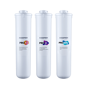 Комплект картриджей для фильтра с краном питьевой воды Аквафор Pro1-Pro2-ProBMg Морион DWM-102S Pro / DWM-202S Pro для мягкой и жёсткой воды 518569
