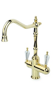 Смеситель для кухни (мойки) Boheme Tradizionale Oro Swarovski 112-SW с переключ.для фильтра питьевой воды золото латунь Водяной