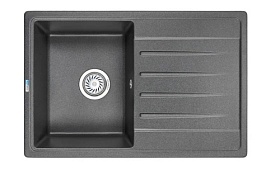 Мойка для кухни Granula Standart ST-7602 графит прямоуг. 76х50 глуб. 20см вып. 3 1/2" (врезная) крыло универсал графит