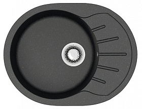Мойка для кухни Azario Light CS00079920 овальная 57,5х44 глуб. 21,5см вып. 3 1/2" (врезная) крыло универсал чёрная