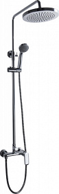 Душевая стойка с верхней тропической лейкой и смесителем для душа Bravat Opal F9125183CP-A1-RUS хром круглая