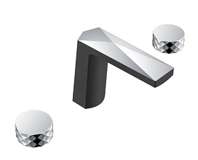 Смеситель для умывальника (раковины) Boheme Venturo 150-BCR-DIAMOND на раковину 3 отверстия хром/черный латунь
