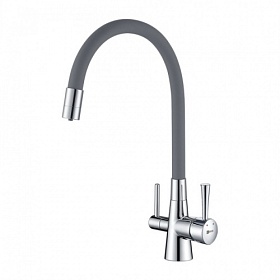 Смеситель для кухни (мойки) Lemark Comfort LM3075C-Gray с переключ.для фильтра питьевой воды гибкий излив серый латунь