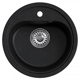 Мойка для кухни Mixline ML-GM10 551809 круглая 44х44 глуб. 18см вып. 3 1/2" (врезная) чёрная