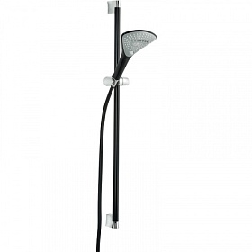 Душевая стойка с лейкой и шлангом Kludi Fizz 915 мм d160 мм прямоугольная 3-х реж. 6774087-00 хром/чёрная