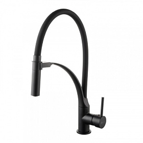 Смеситель для кухни (мойки) Lemark Soul LM6007BL гибкий излив чёрный латунь