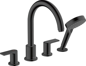 Смеситель для ванны/душа (короткий излив) (внешняя часть) Hansgrohe Vernis Shape 71459670 на борт ванны на 4 отверстия чёрный латунь
