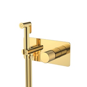 Смеситель для унитаза внеш. и скрытая часть (в сборе) Boheme Stick Gold Spirale 127-GG.4 с гигиеническим душем золото латунь Водяной