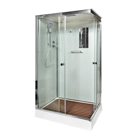 Душевая кабина 120х90х22 Dto K402SEL прямоугольная прозр.дверки хром проф. задн.стенки бел.стекло верхн.душ