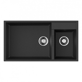 Мойка для кухни Omoikiri Tedori 85-2-U-BL 4993940 прямоуг. 85х46,5 глуб. 22см (толщ.10мм) вып. 3 1/2" (подстольная) чёрная