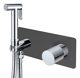 Смеситель для унитаза внеш. и скрытая часть (в сборе) Boheme Stick Black Touch Chrome 127-BCR.2 с гигиеническим душем хром/черный латунь