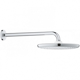 Лейка верхнего душа Grohe Tempesta New 26668000 d250 мм 1-реж. белая/хром круглая с душевым кронштейном