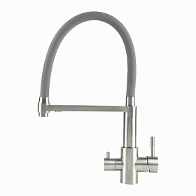 Смеситель для кухни (мойки) Osgard Resa 88493 с переключ.для фильтра питьевой воды гибкий излив никель нерж. сталь Водяной